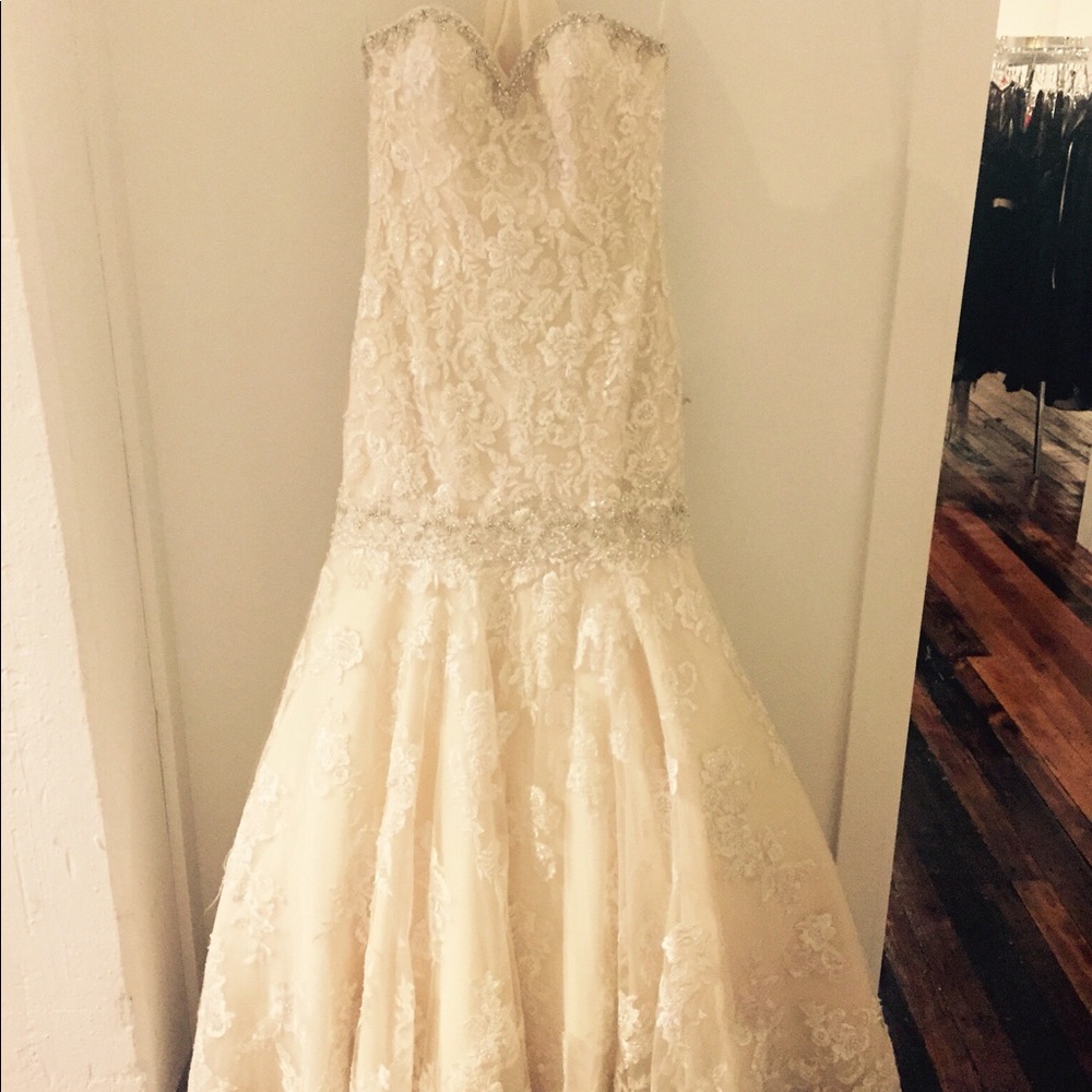 Allure wedding gown. Beaded veil